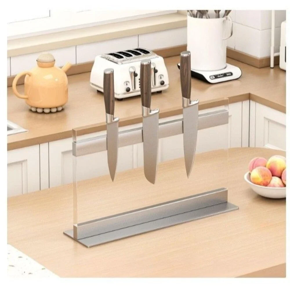 THMINS Acrylic Magnetic Knife Block Double Sided Clear Kitchen Knife 16 X 10 NIB